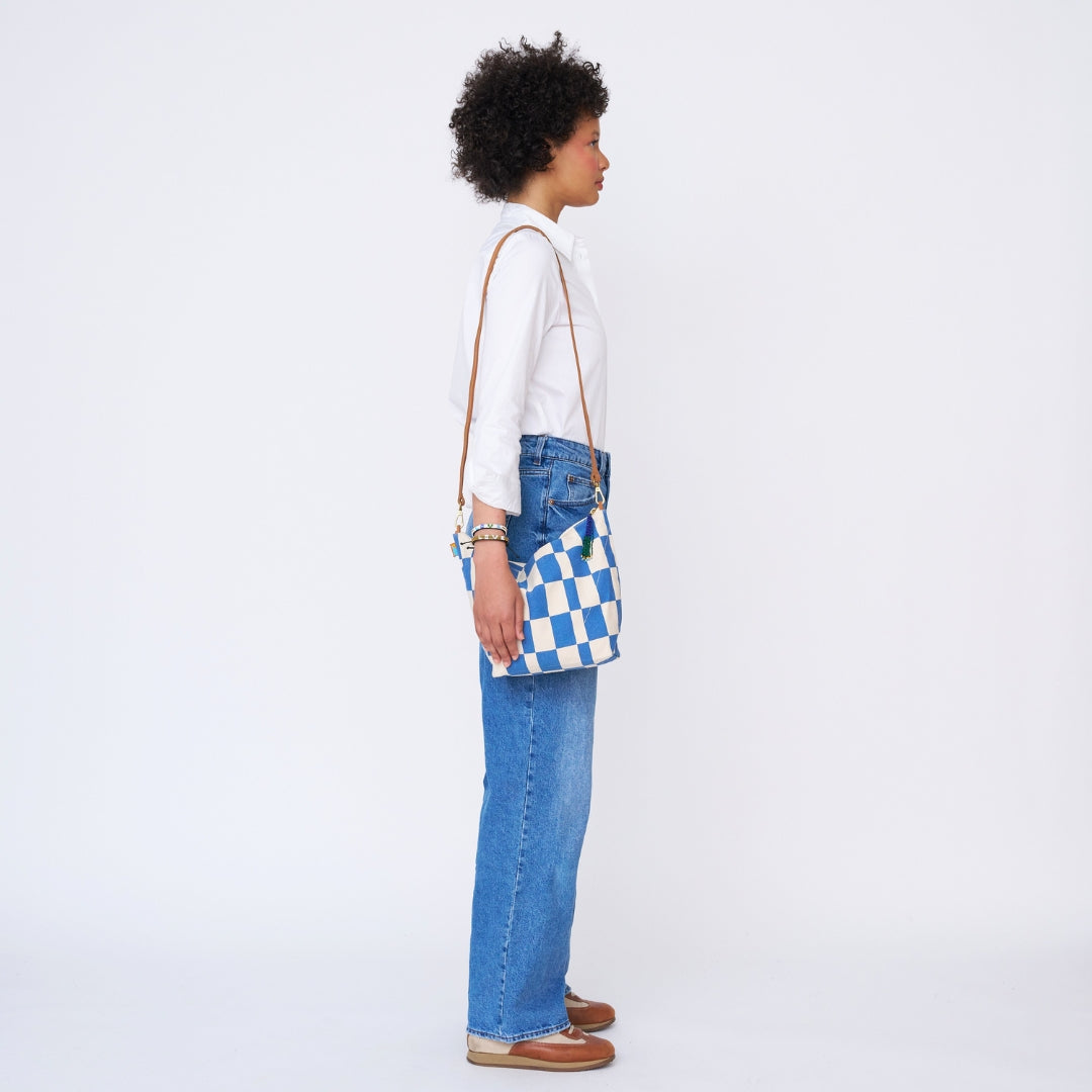 Jumbo Convertible Pouch - Chambray Checker