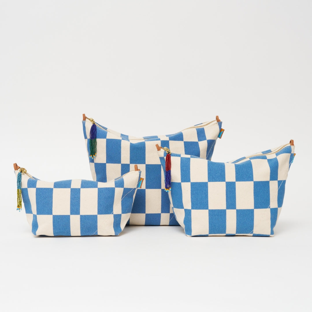 Jumbo Convertible Pouch - Chambray Checker