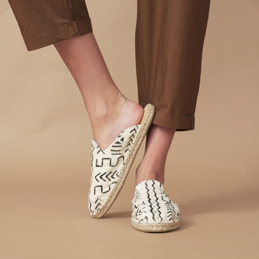 Mudcloth Lamu Mules - White lifestyle image