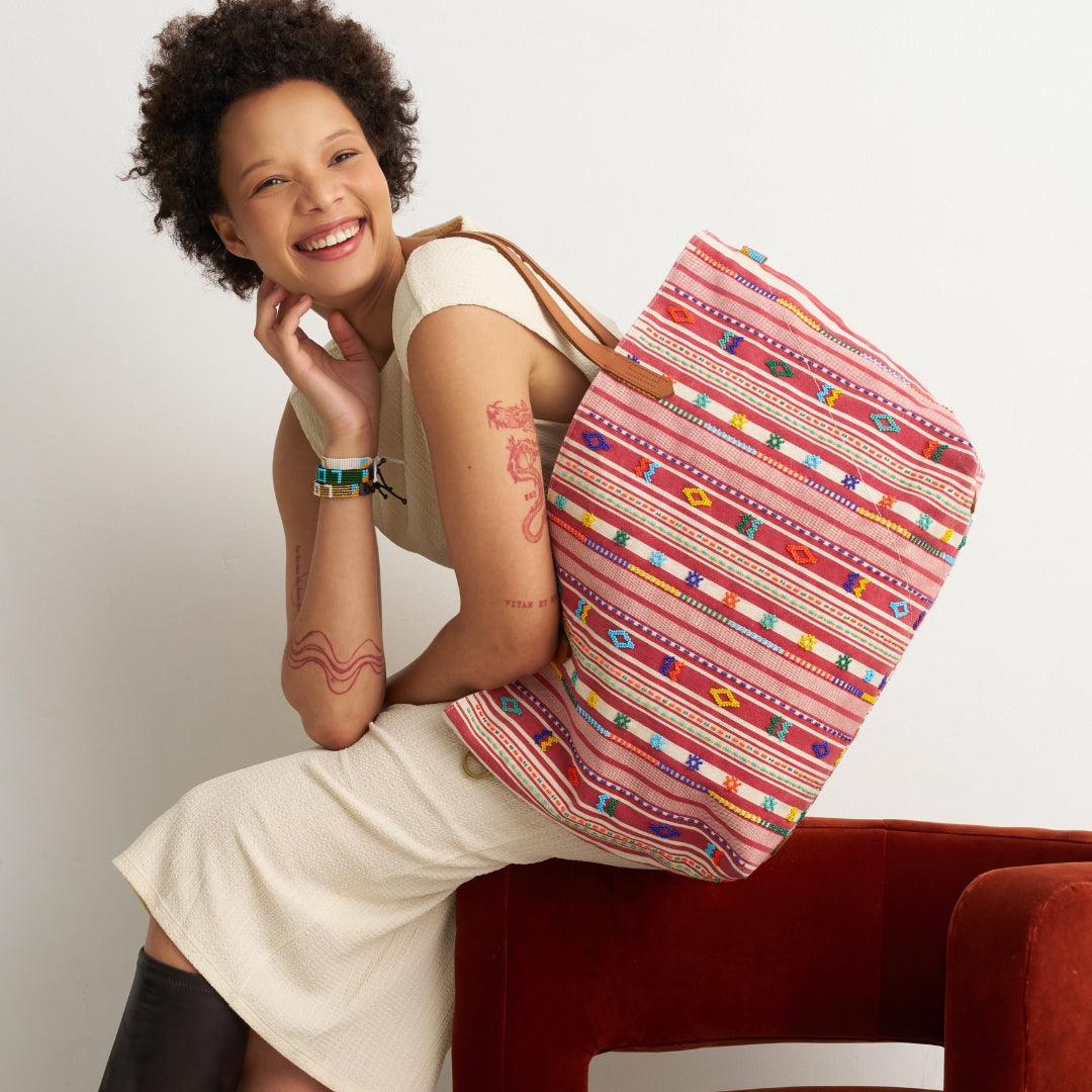 Samburu Tote - Fez Beaded Stripe