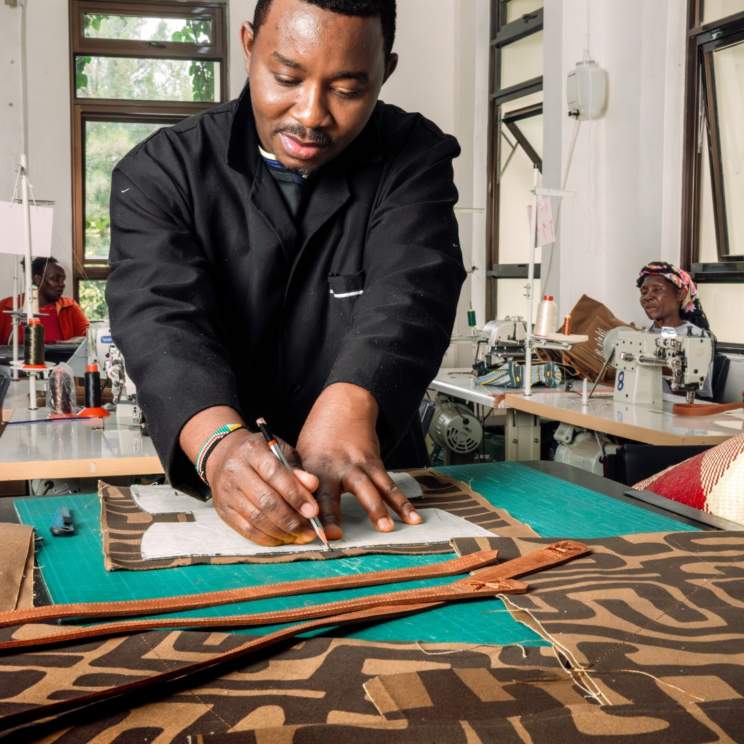 Go To Tote - Mocha Kuba with Red Beaded Heart