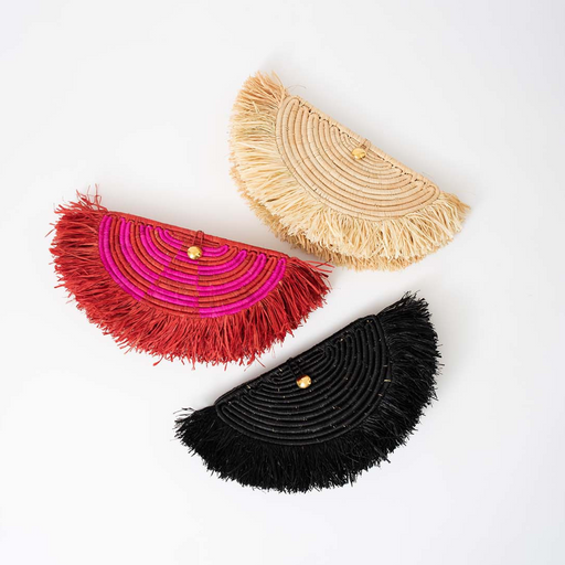 Clutch Bag - Raffia - Black lifestyle image