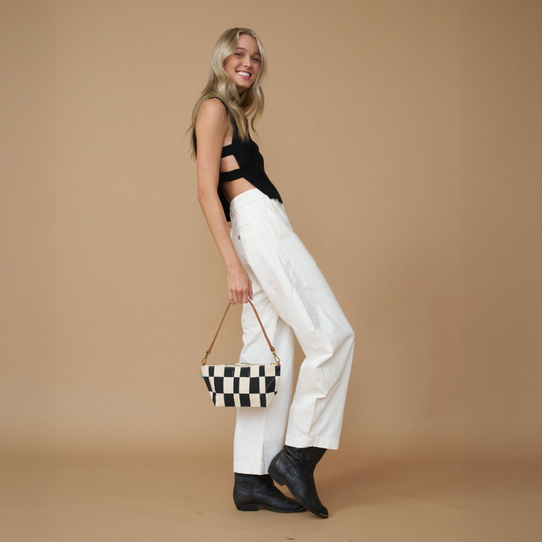 Large Convertible Pouch - Black Checker