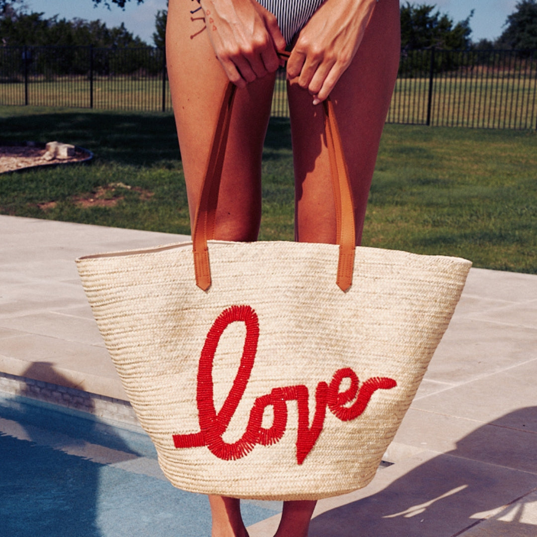 Palma Tote - Beaded Red Love