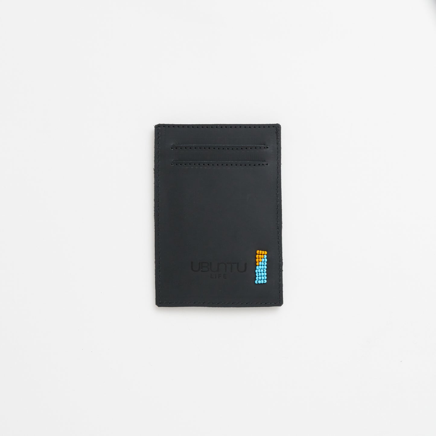 Beaded Card Wallet - White Zig Zag Tribal