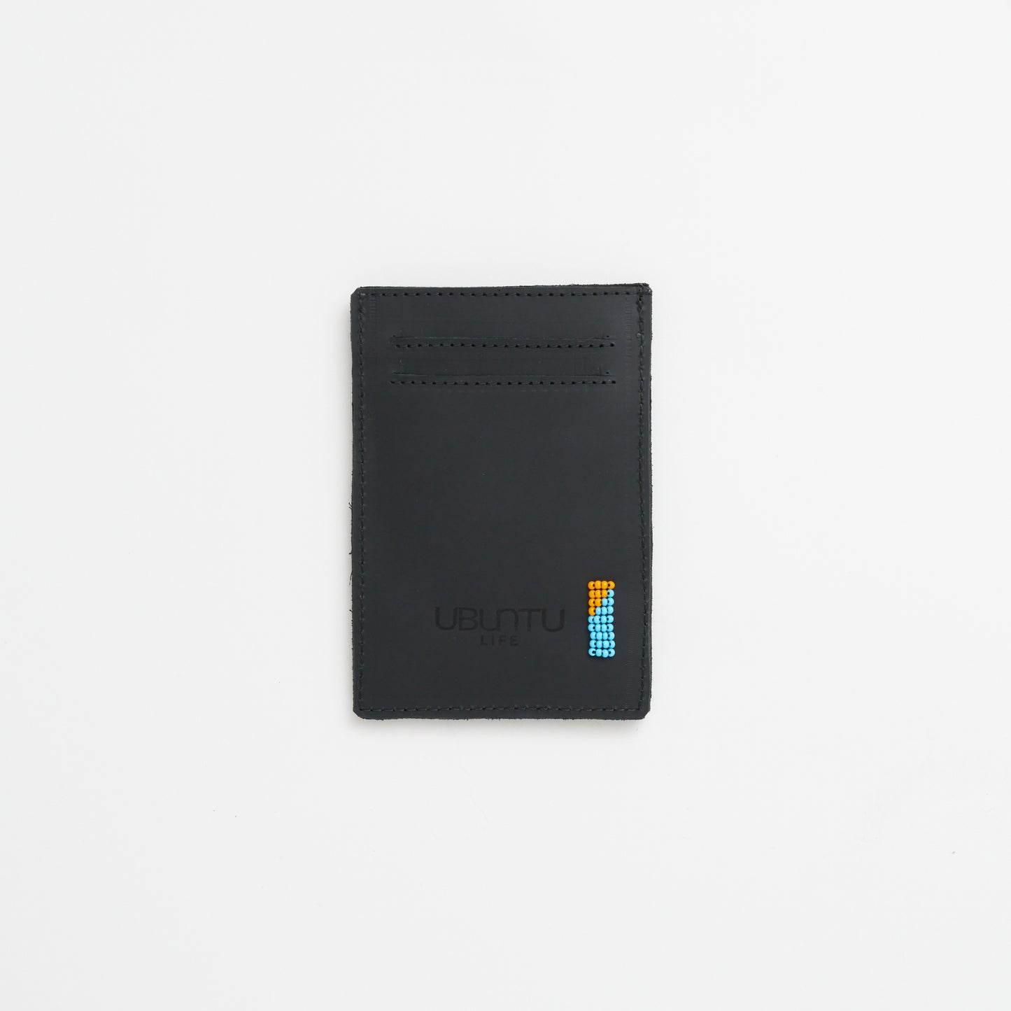 Beaded Card Wallet - Multi Blue Stripe