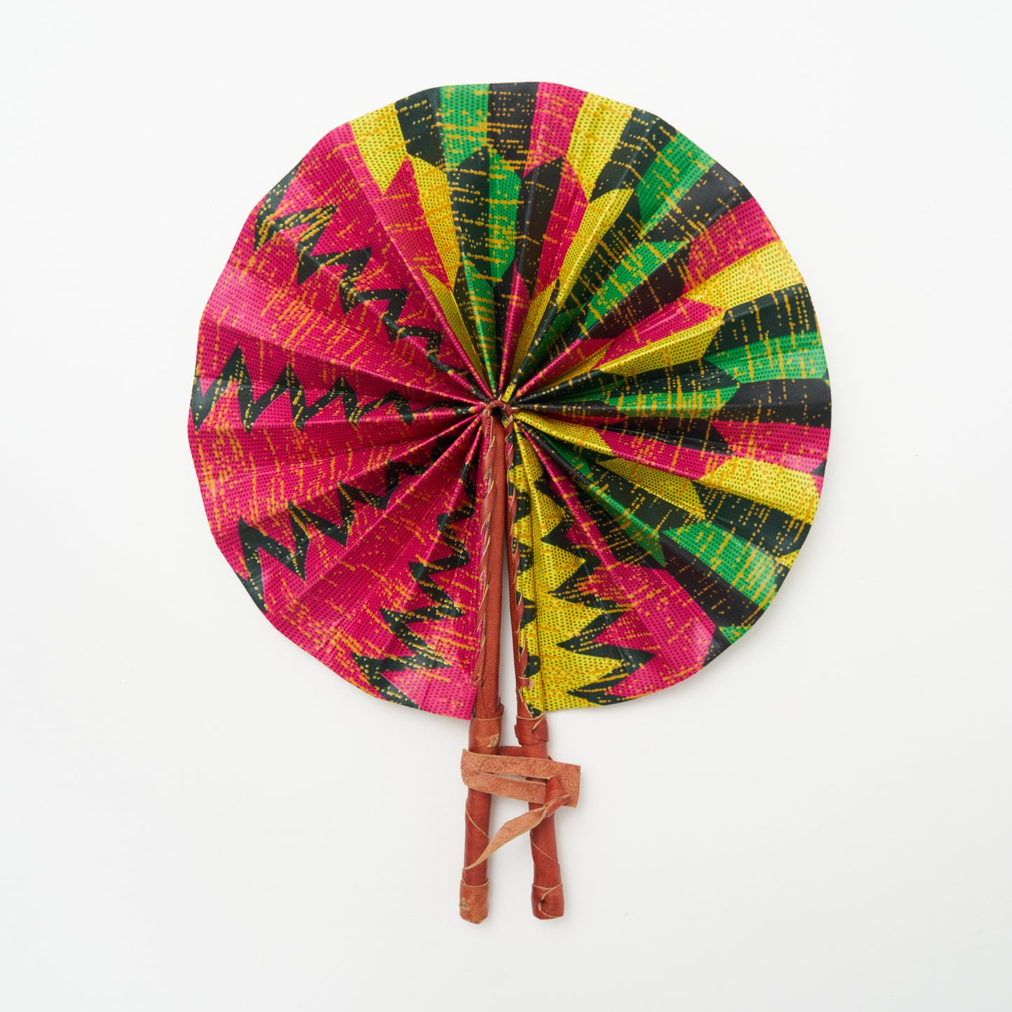 Ghanaian Folding Fan - Pink/Multi