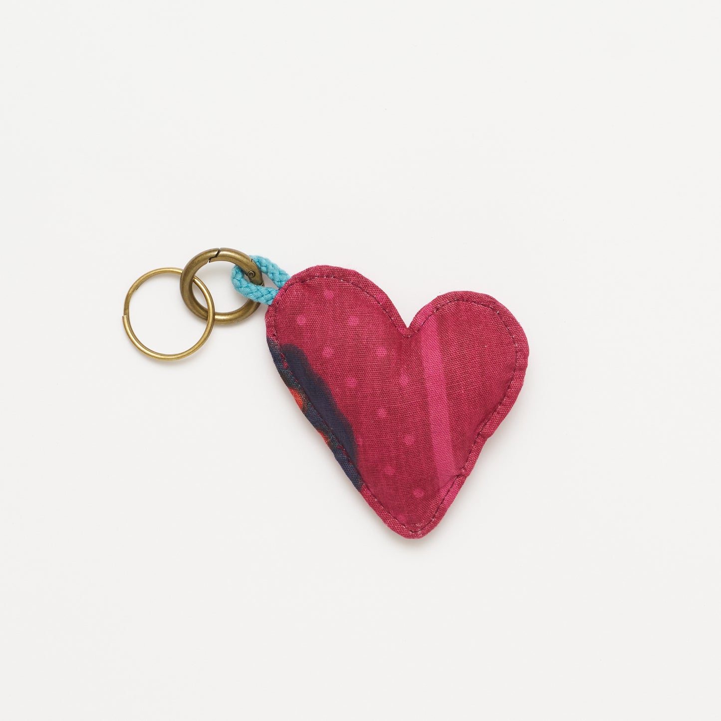 Kanga Beaded Heart Charm Keychain - Pink