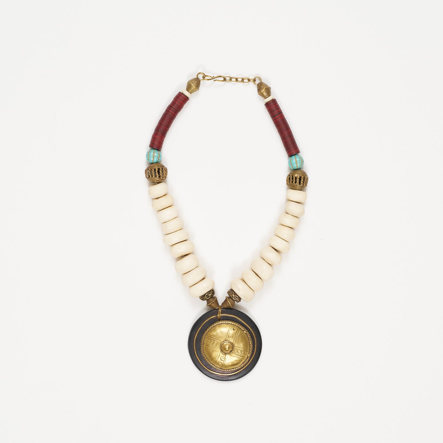 Bone Pendant Necklace - Red