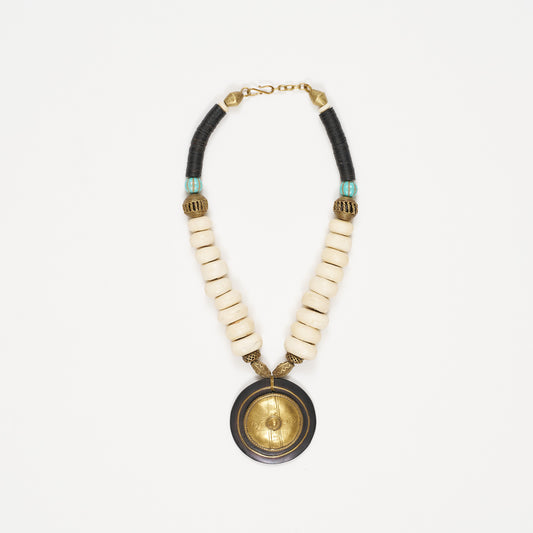Bone Pendant Necklace - Black