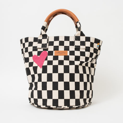 SAMPLE SALE: Checkered Weekender - Beaded Pink Heart