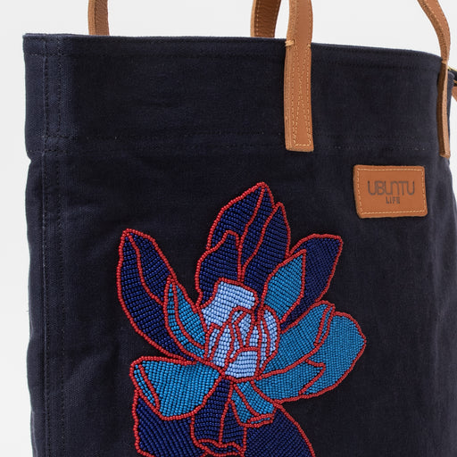 Navy Go-To Tote - Beaded Flower lifestyle image