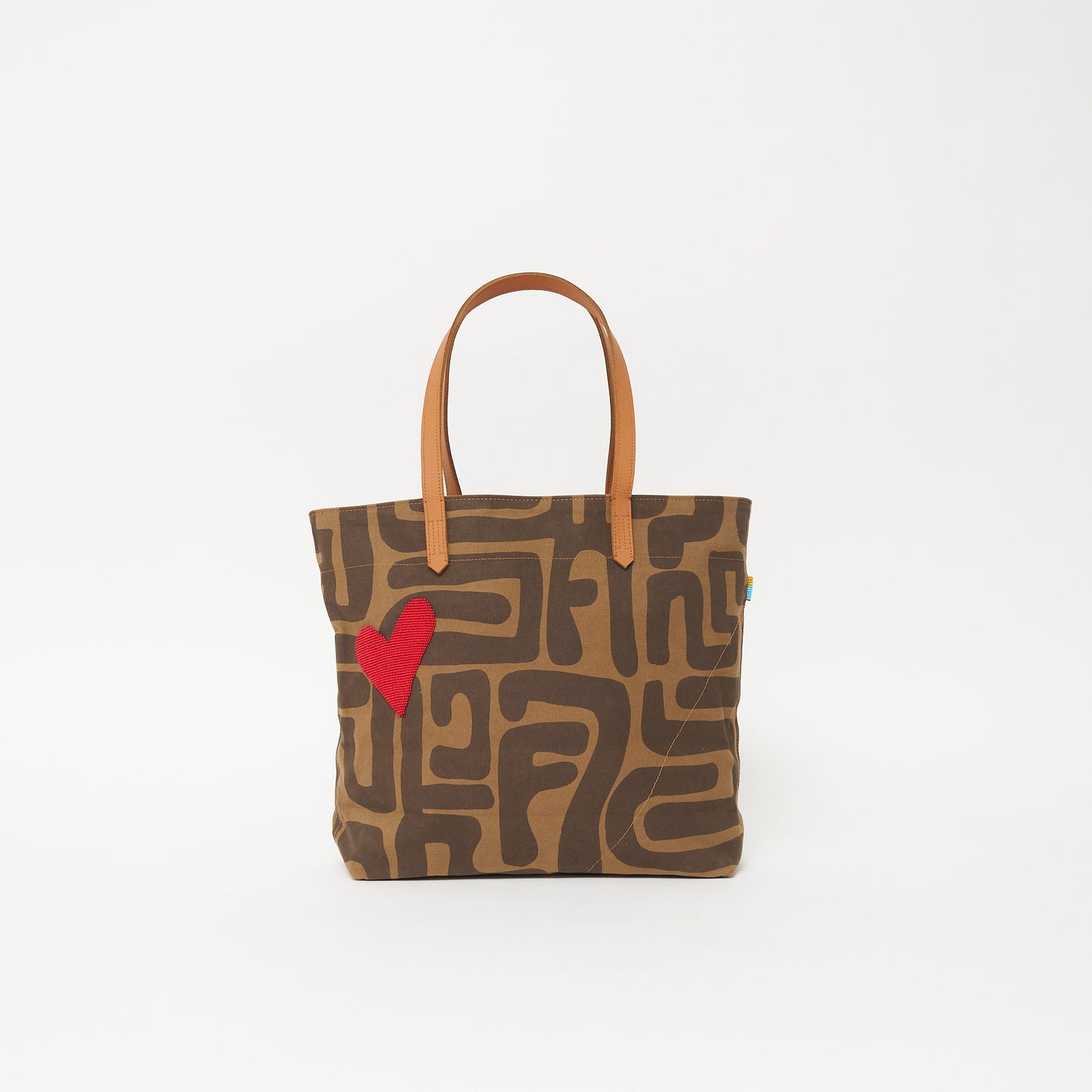 Go To Tote - Coffee Kuba with Red Beaded Heart