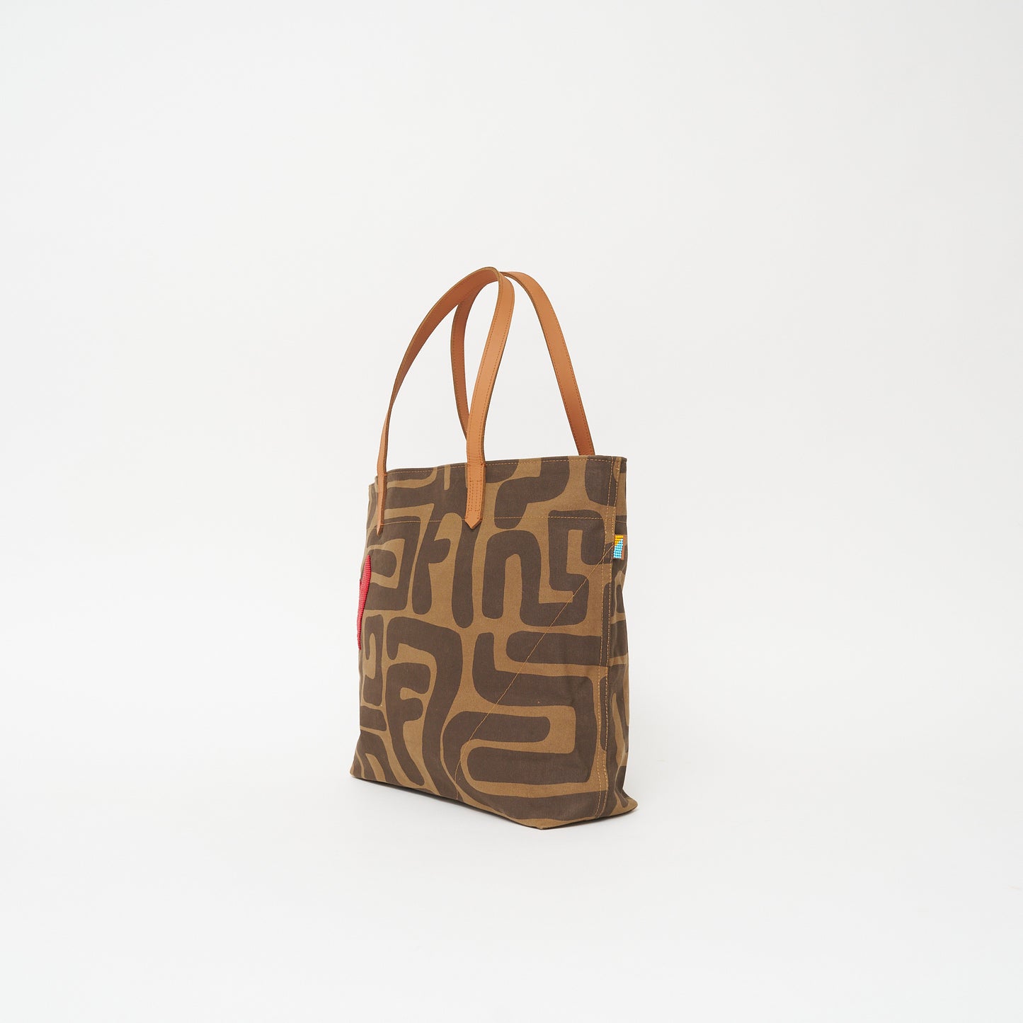 Go To Tote - Coffee Kuba with Red Beaded Heart