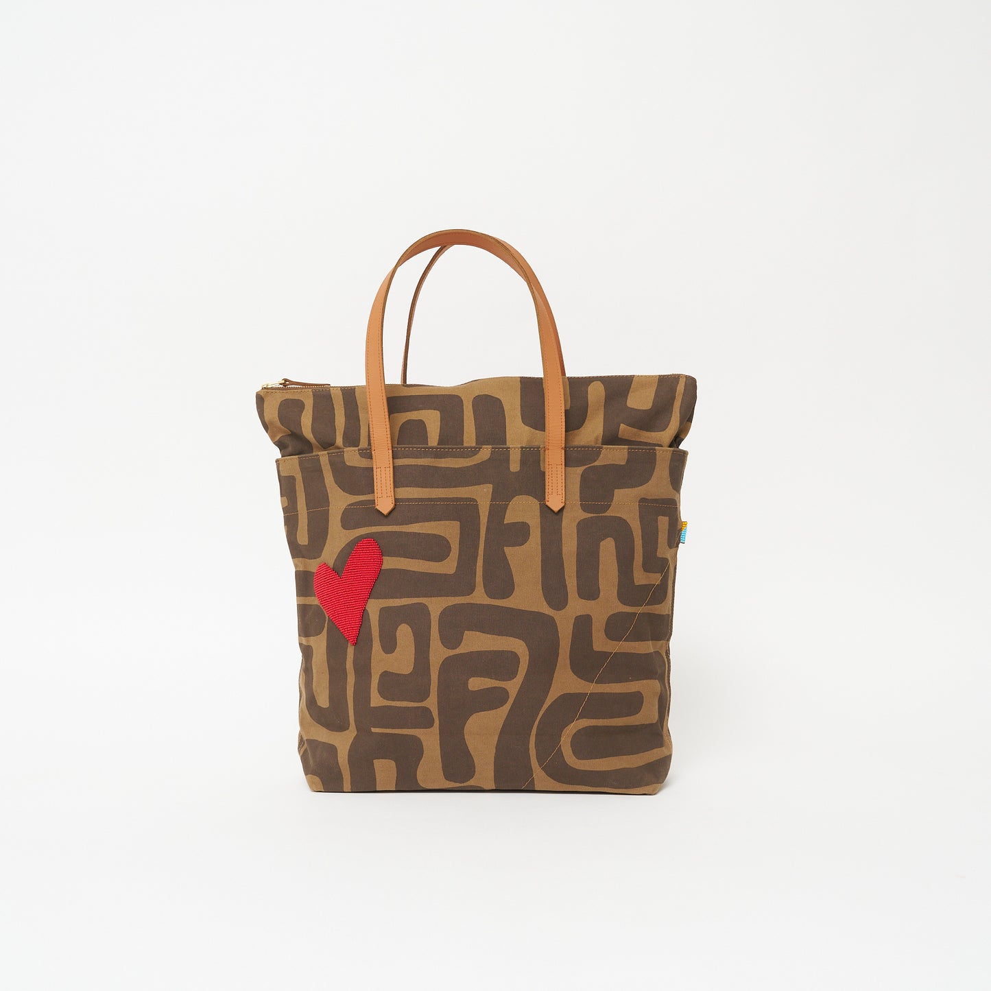 Go To Tote - Coffee Kuba with Red Beaded Heart