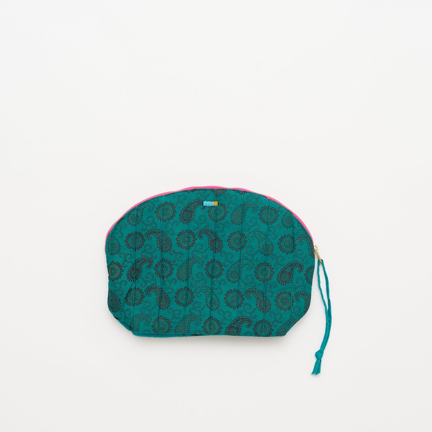 Kanga Pouch with Beaded Hearts - Teal Lotus