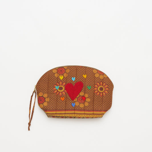 Kanga Pouch with Beaded Hearts - Golden Sunflower