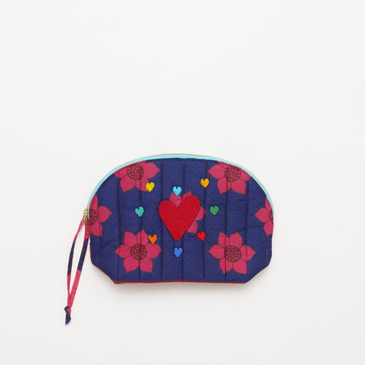Kanga Pouch with Beaded Hearts - Midnight Dahlia