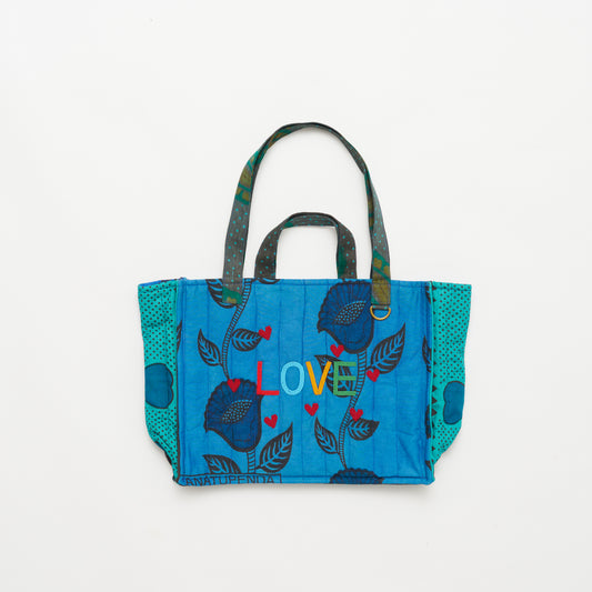 Kanga Tote with Beaded Love- Marine