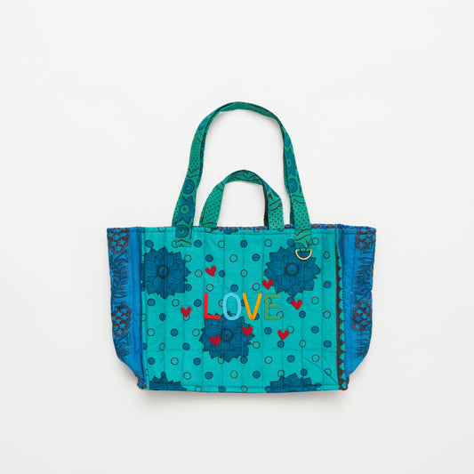 Kanga Tote with Beaded Love - Blue