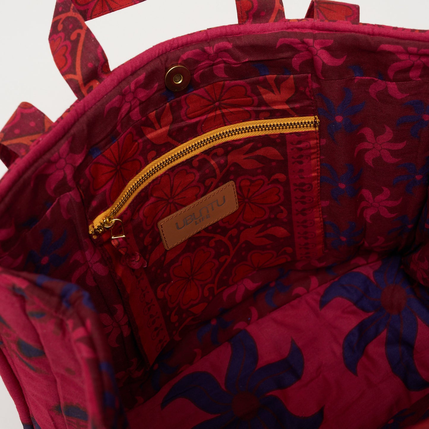 Kanga Tote with Beaded Love - Raspberry