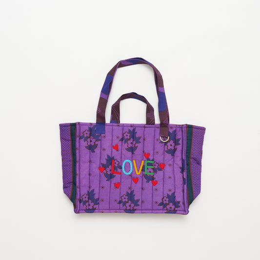 Kanga Tote with Beaded Love - Iris Bloom