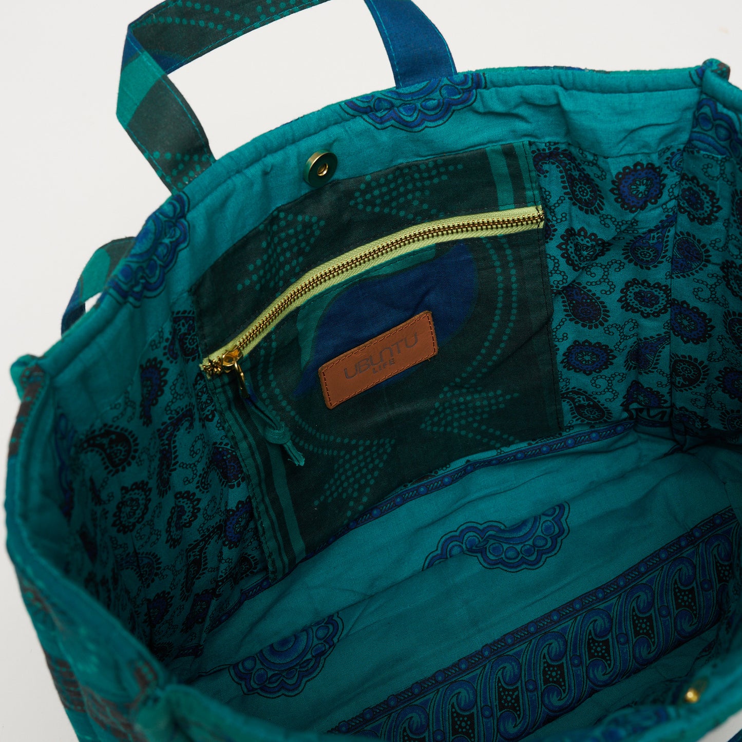 Kanga Tote with Beaded Love - Sage
