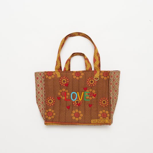 Kanga Tote with Beaded Love - Golden Sunflower