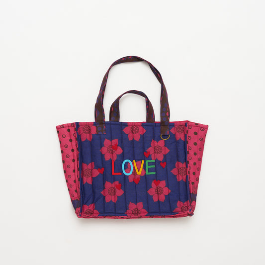 Kanga Tote with Beaded Love - Midnight Dahlia