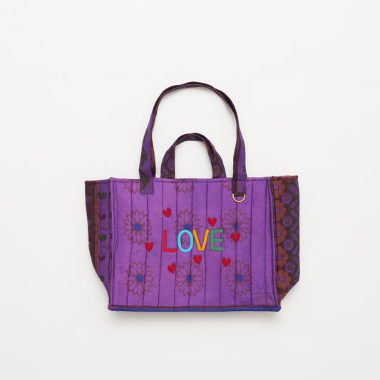 Kanga Tote with Beaded Love - Violet