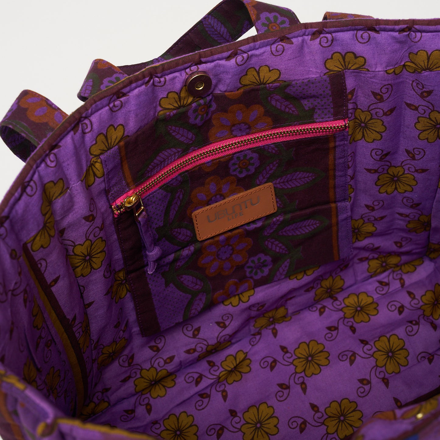 Kanga Tote with Beaded Love - Violet