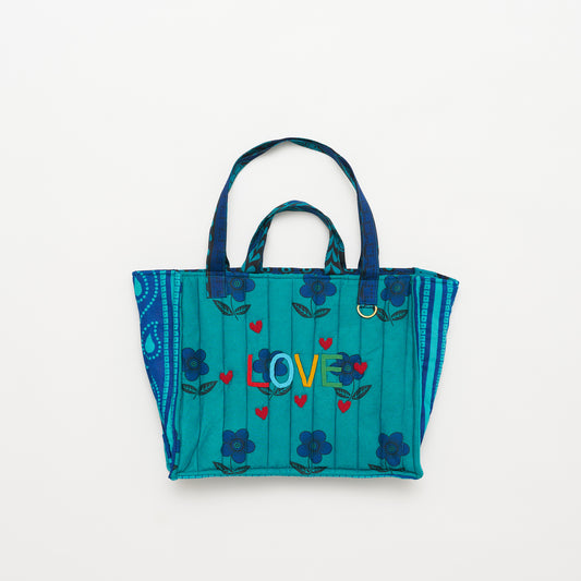 Kanga Tote with Beaded Love - Aquamarine