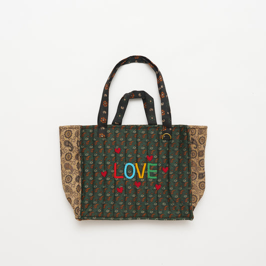 Kanga Tote with Beaded Love - Olive