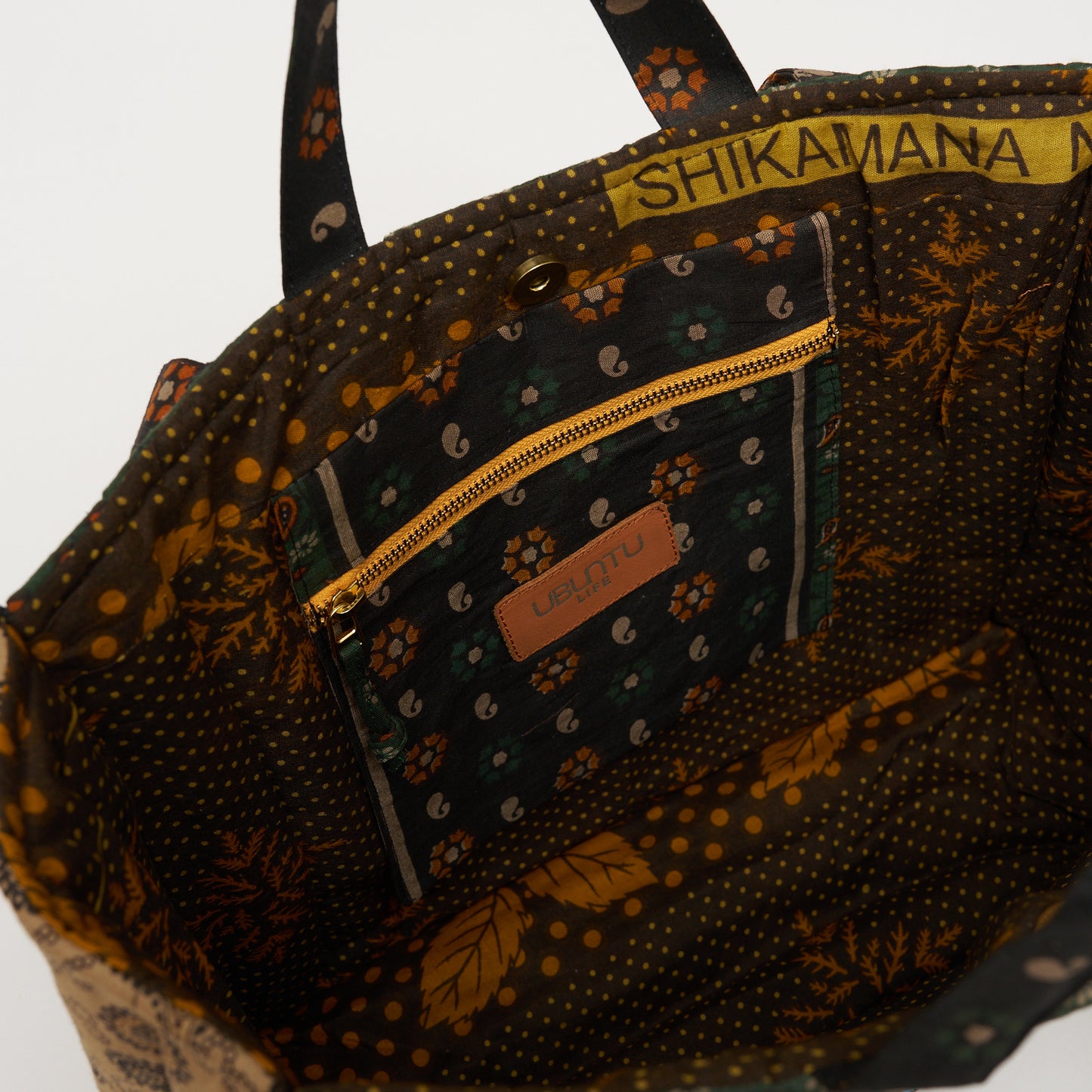 Kanga Tote with Beaded Love - Olive
