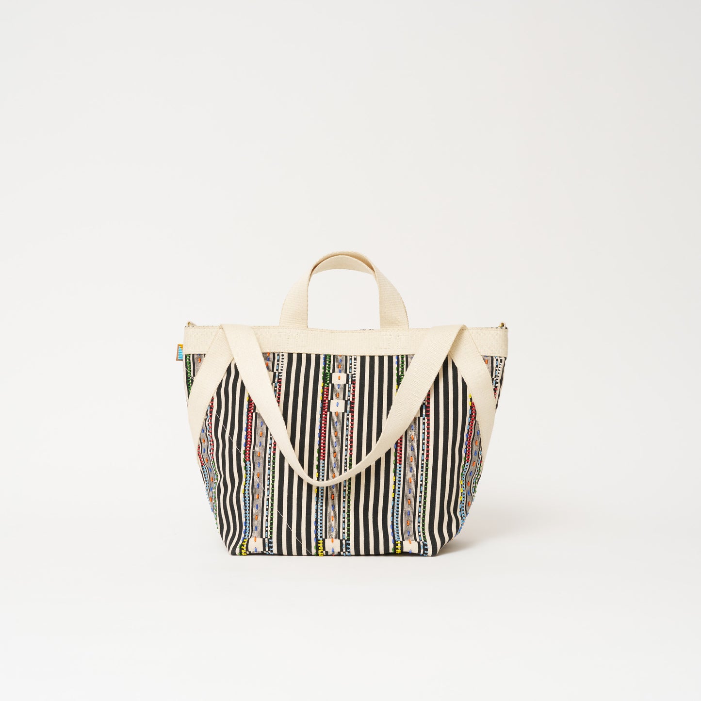 Karibu Tote - Medium - Black Beaded Stripe