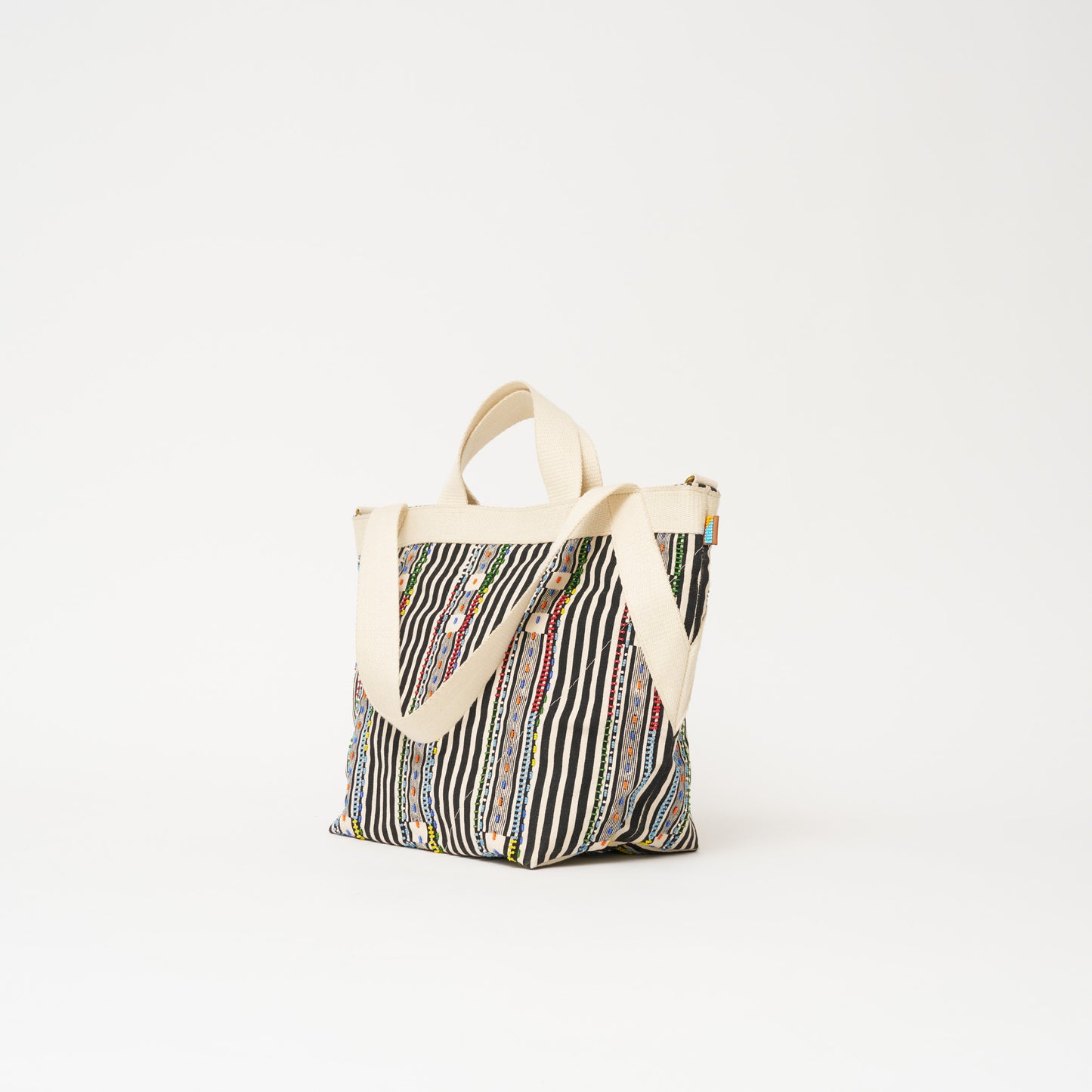 Karibu Tote - Medium - Black Beaded Stripe