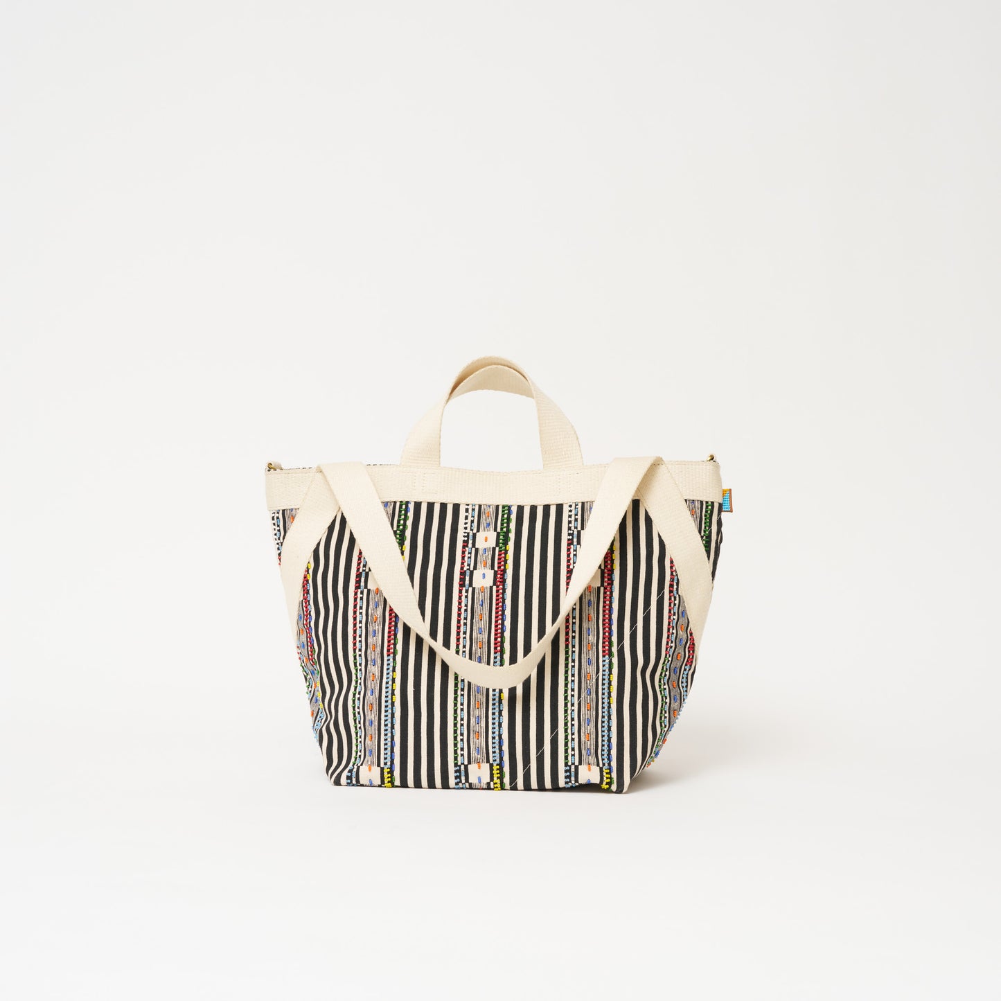 Karibu Tote - Medium - Black Beaded Stripe