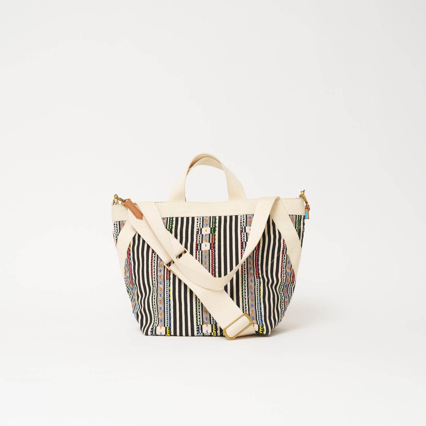 Karibu Tote - Medium - Black Beaded Stripe