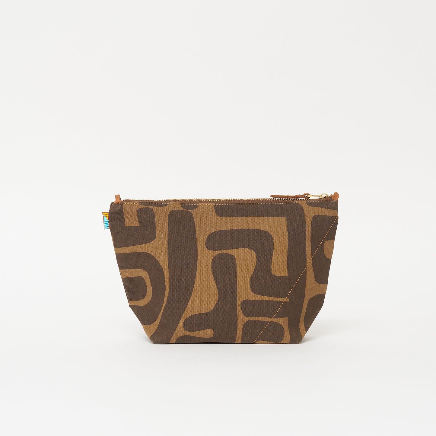 XLarge Convertible Pouch - Coffee Kuba with Red Beaded Heart