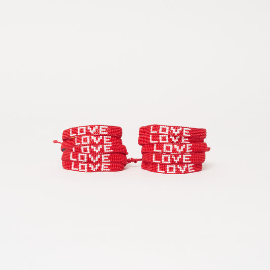 Woven Love Bracelet Bundle - Red/White