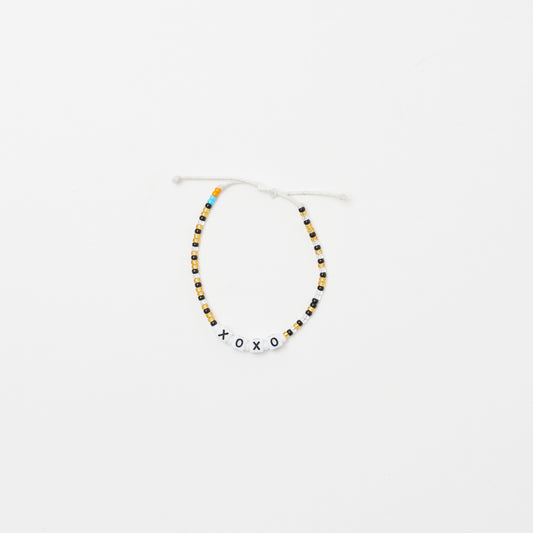 XOXO Letter Bead Single Strand Bracelet - Metallic Multi