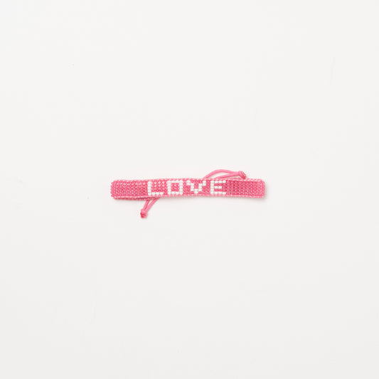 Woven LOVE Bracelet - Pink/White