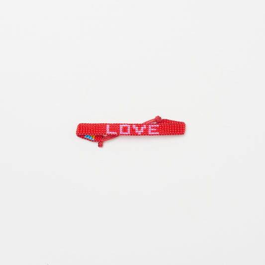Woven LOVE Bracelet - Cherry/Bubblegum
