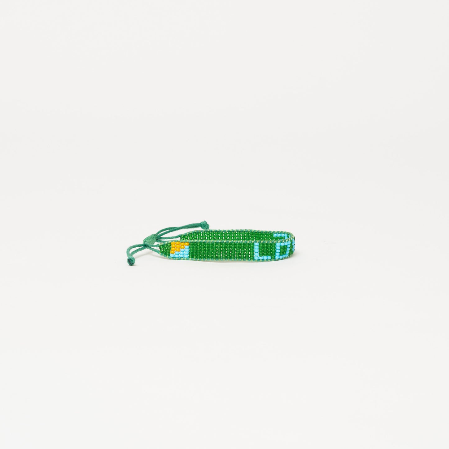 Woven LOVE Bracelet - Green/Light Blue