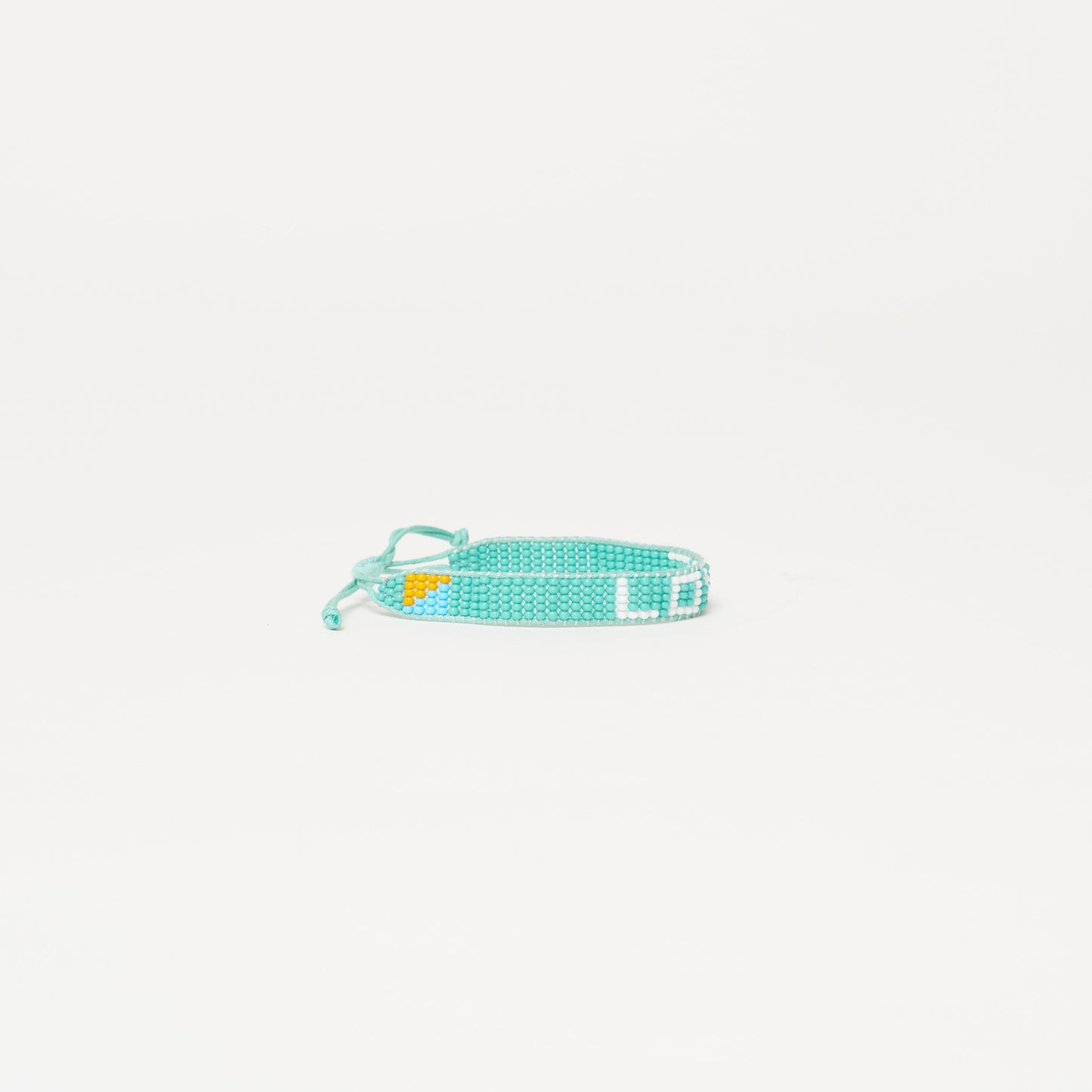 Woven LOVE Bracelet - Aqua/White