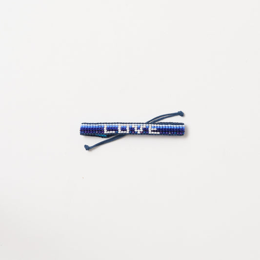 Woven LOVE Bracelet - Blue Multi Stripe