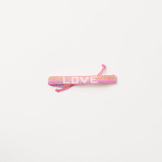 Woven LOVE Bracelet - Pink Multi Stripe
