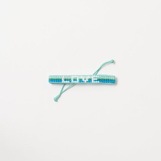 Woven LOVE Bracelet - Green Multi Stripe