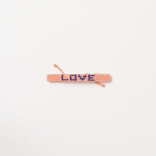 Woven LOVE Bracelet - Coral/Ink