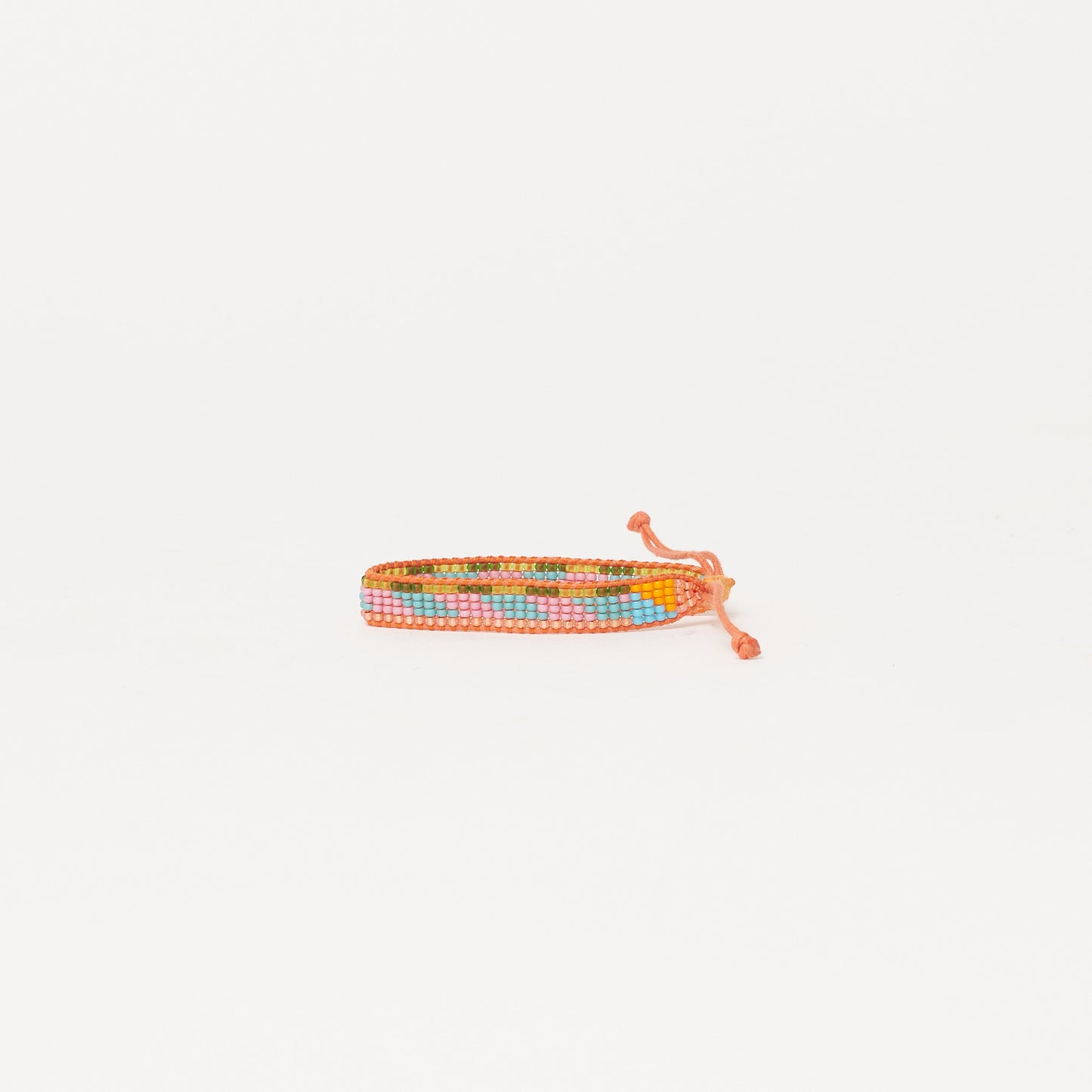 Woven Pattern Bracelet - Coral Multi